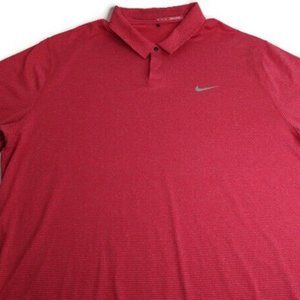 Nike Tiger Woods Men's 2XL Golf Polo Shirt Red Striped Stretch XXL
